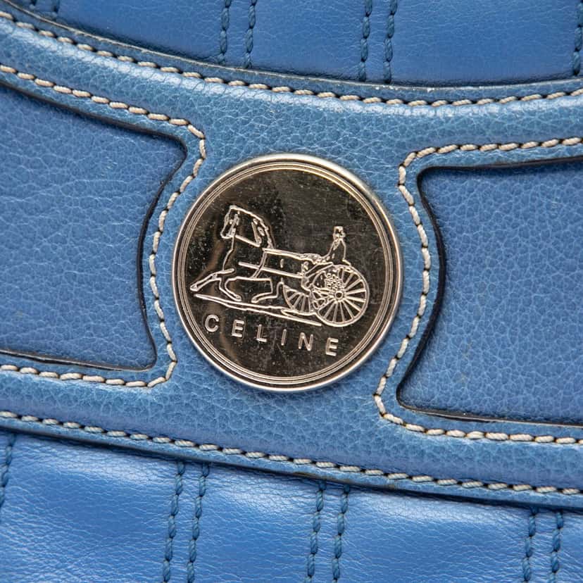 Celine Leather Boogie Horse Carriage Handbag Blue Leather Very good condition - Box View