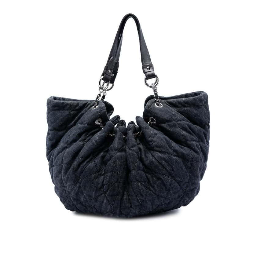 Chanel Quilted Denim Stretch Spirit Cabas Tote Blue Very good condition - Front View