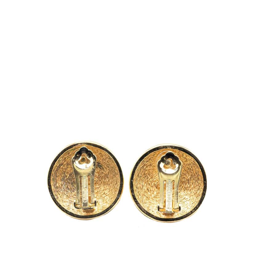 Dior Gold Plated CD Logo Round Clip On Earrings Gold Metal Very good condition - Back View