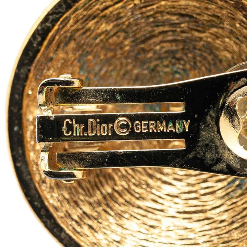 Dior Gold Plated CD Logo Round Clip On Earrings Gold Metal Very good condition - Inside View