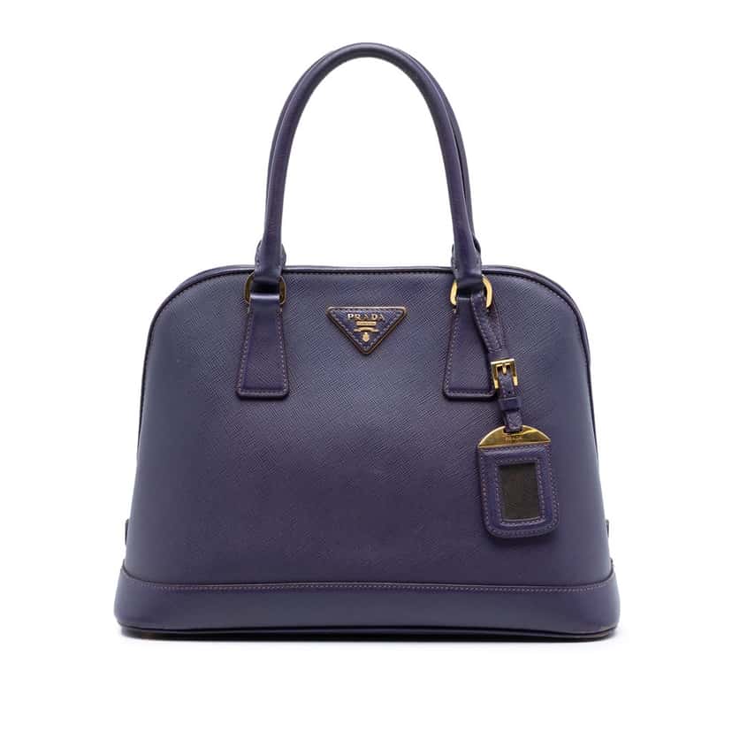 Prada Medium Saffiano Lux Open Promenade Satchel Purple Leather Very good condition - Front View