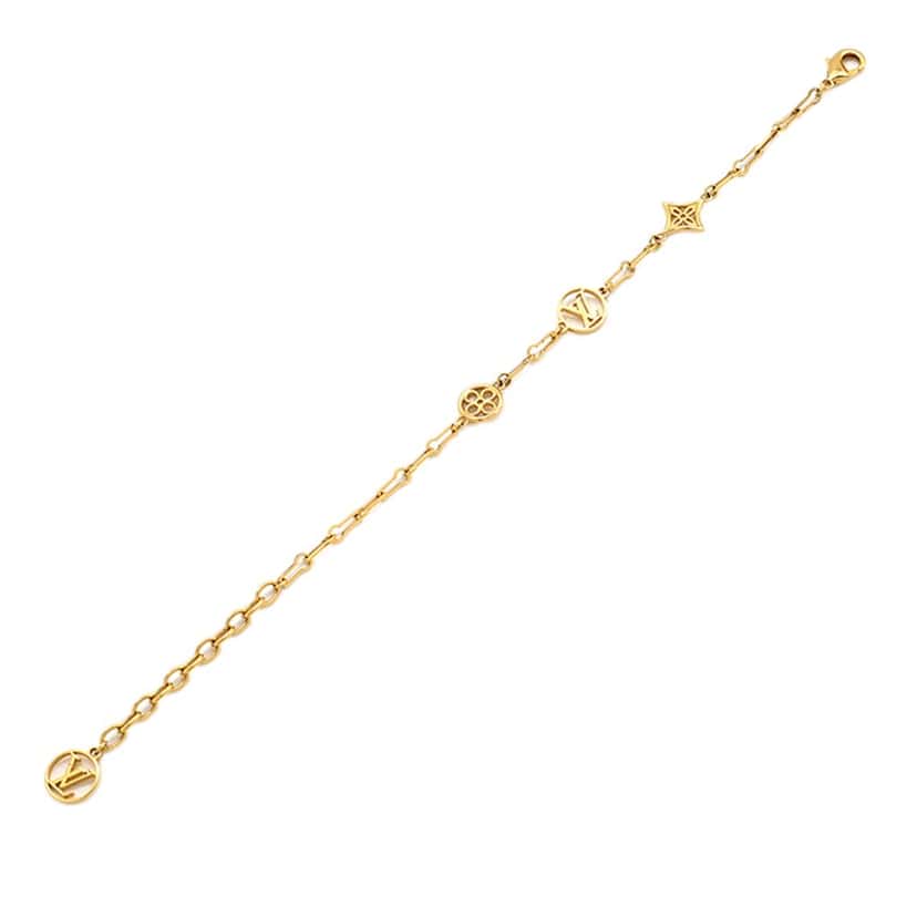 Louis Vuitton Gold Plated Monogram Forever Young Bracelet Gold Metal Very good condition - Front View