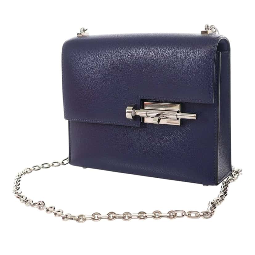 Hermès Mini Chevre Mysore Verrou Chaine Blue Leather Very good condition - Inside View