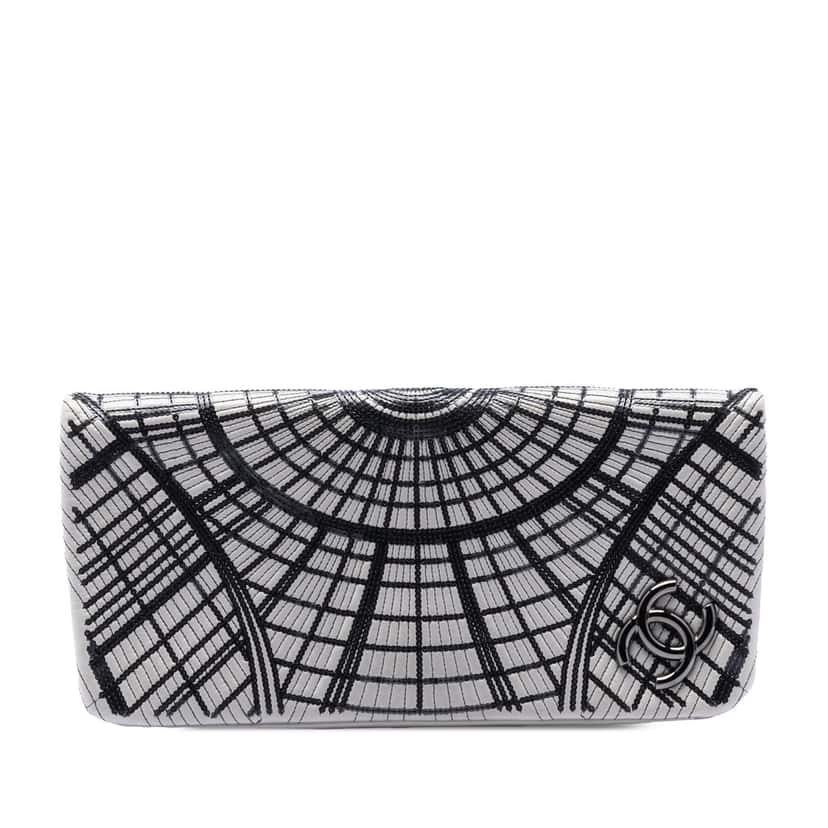Chanel Sequin Embellished Lambskin Grand Palais Clutch Other Leather Very good condition - Front View