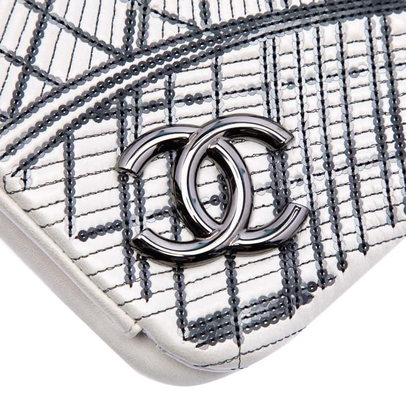 Chanel Sequin Embellished Lambskin Grand Palais Clutch Other Leather Very good condition - Box View