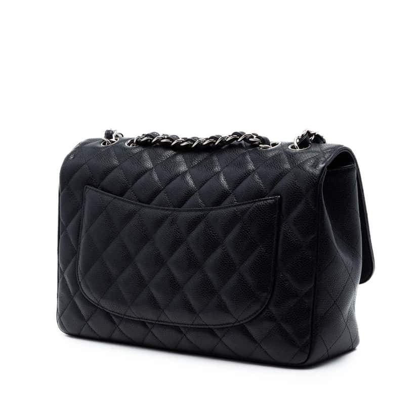 Chanel Jumbo Classic Caviar Single Flap Black Leather Very good condition - Back View