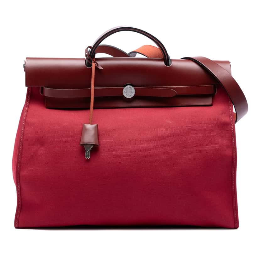 Hermès Toile Herbag Zip 39 Red Very good condition - Front View