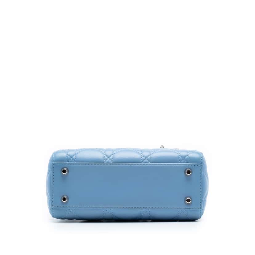 Dior Mini Lambskin Cannage Lady Dior Blue Leather Very good condition - Inside View