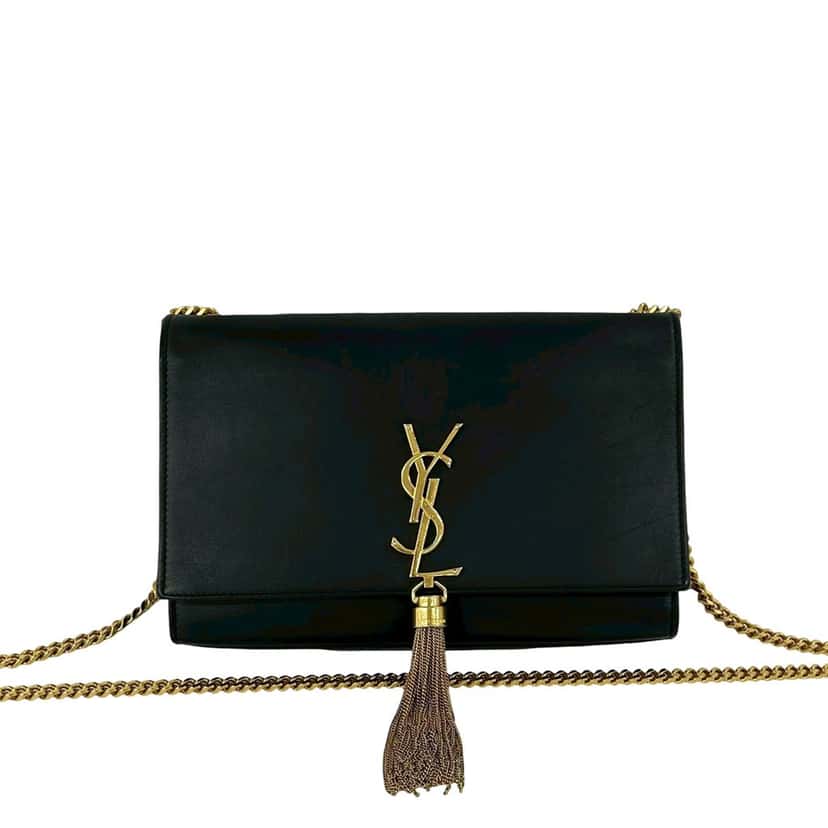 Saint Laurent Medium Smooth Calfskin Classic Monogram Kate Tassel Crossbody Black Leather Very good condition - Front View