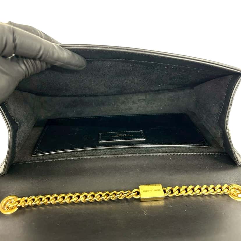 Saint Laurent Medium Smooth Calfskin Classic Monogram Kate Tassel Crossbody Black Leather Very good condition - Inside View