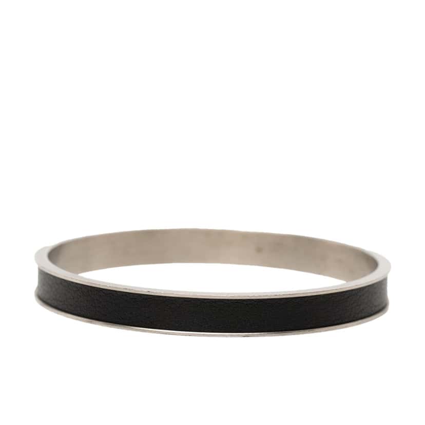 Hermès Leather Kelly Cadena Lock Bangle Bracelet Black Leather Very good condition - Inside View