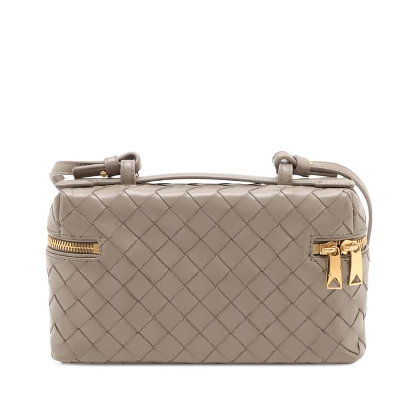 Bottega Veneta Calfskin Intrecciato Bang Bang Vanity Case Beige Leather Very good condition - Back View