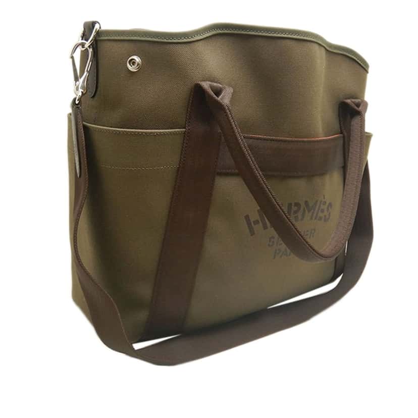Hermès Toile Sac de Pansage Grooming Bag Brown Very good condition - Back View