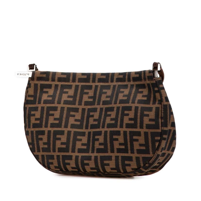 Fendi Zucca Canvas Shoulder Bag Brown Very good condition - Back View