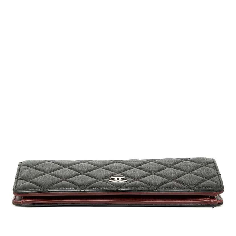 Chanel CC Quilted Caviar Yen Long Wallet Black Leather Very good condition - Inside View