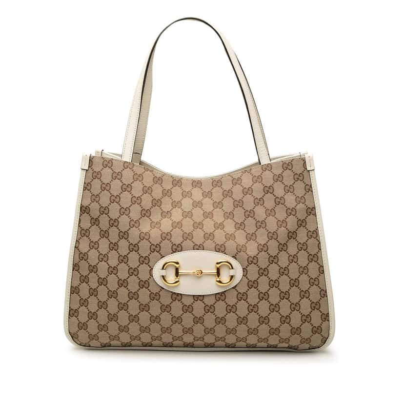 Gucci Medium GG Canvas Horsebit 1955 Tote Beige Very good condition - Front View