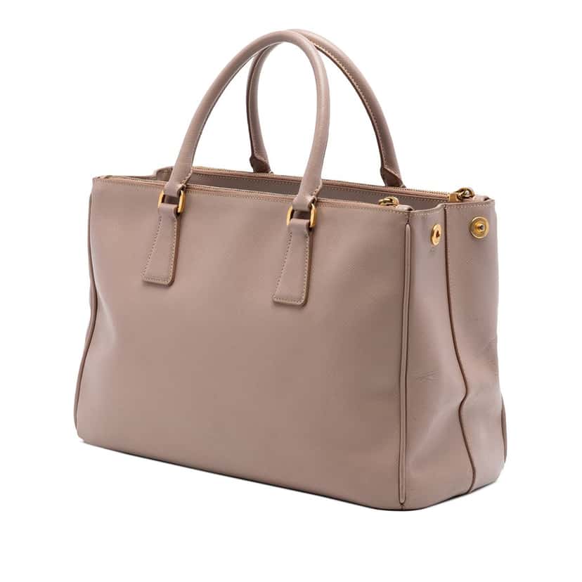 Prada Medium Saffiano Lux Galleria Double Zip Tote Brown Leather Very good condition - Back View