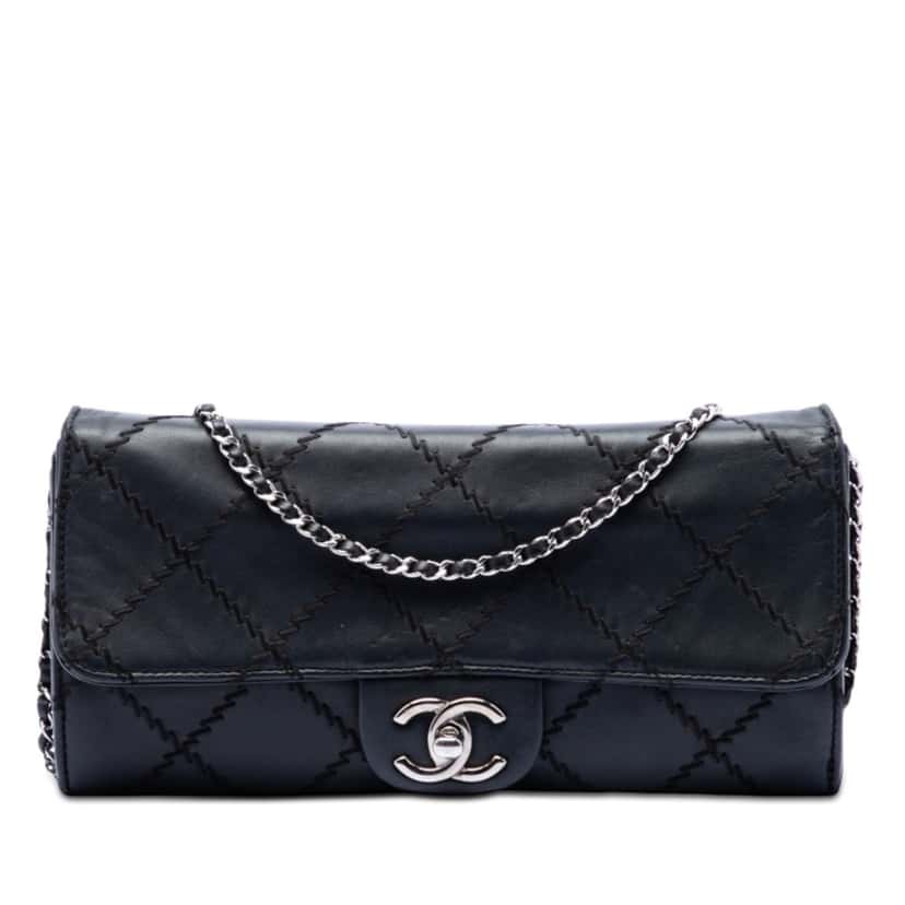 Chanel CC Quilted Calfskin Ultra Stitch Wallet On Chain Black Leather Very good condition - Front View