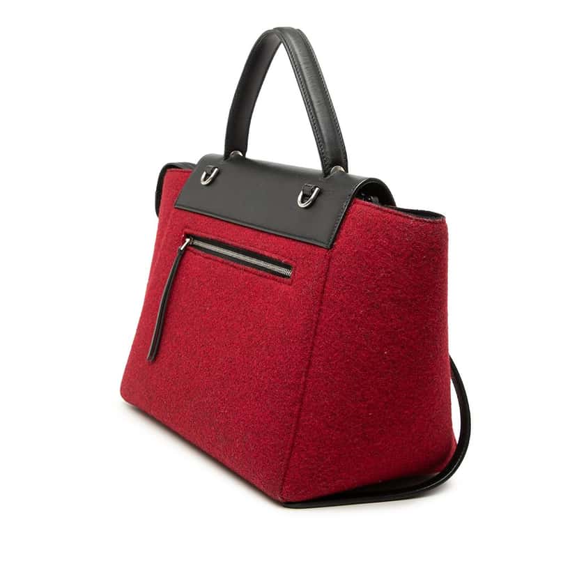 Celine Mini Felt and Calfskin Belt Satchel Red Very good condition - Back View