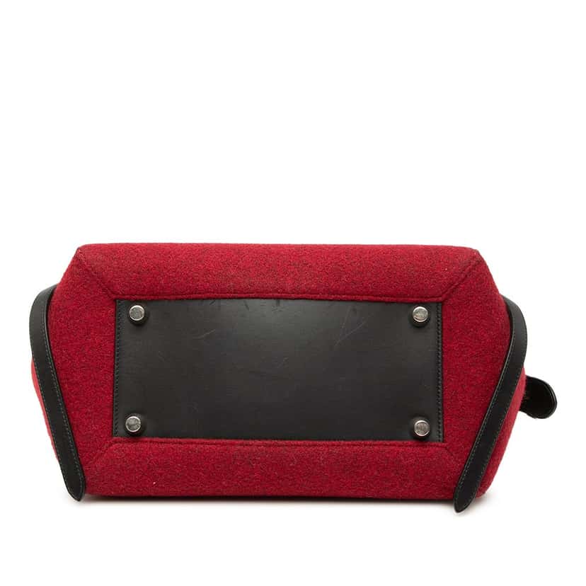 Celine Mini Felt and Calfskin Belt Satchel Red Very good condition - Inside View