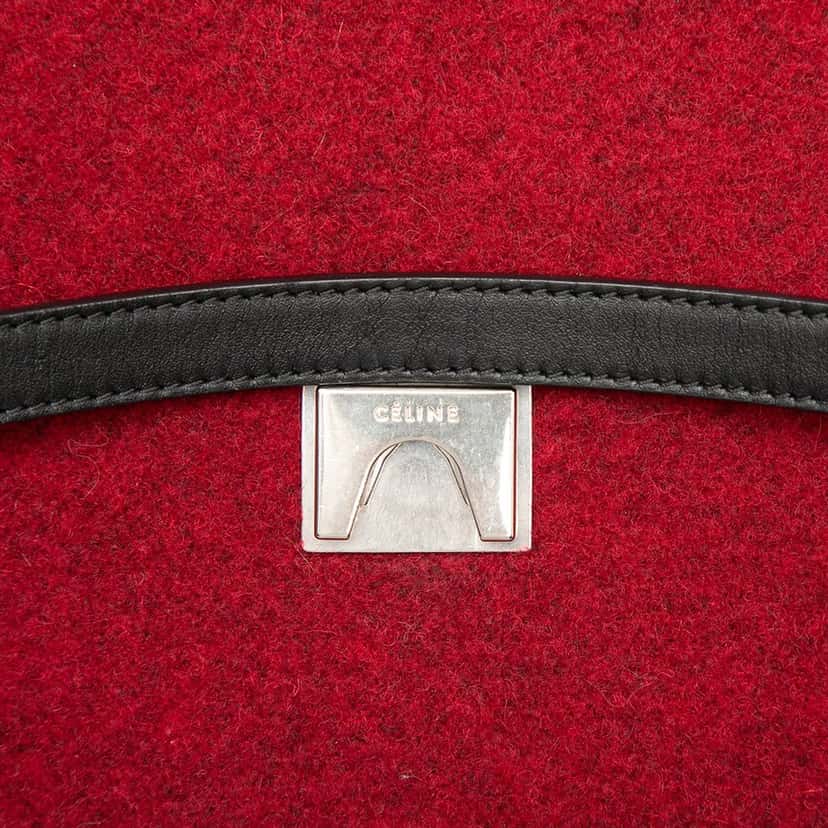 Celine Mini Felt and Calfskin Belt Satchel Red Very good condition - Box View