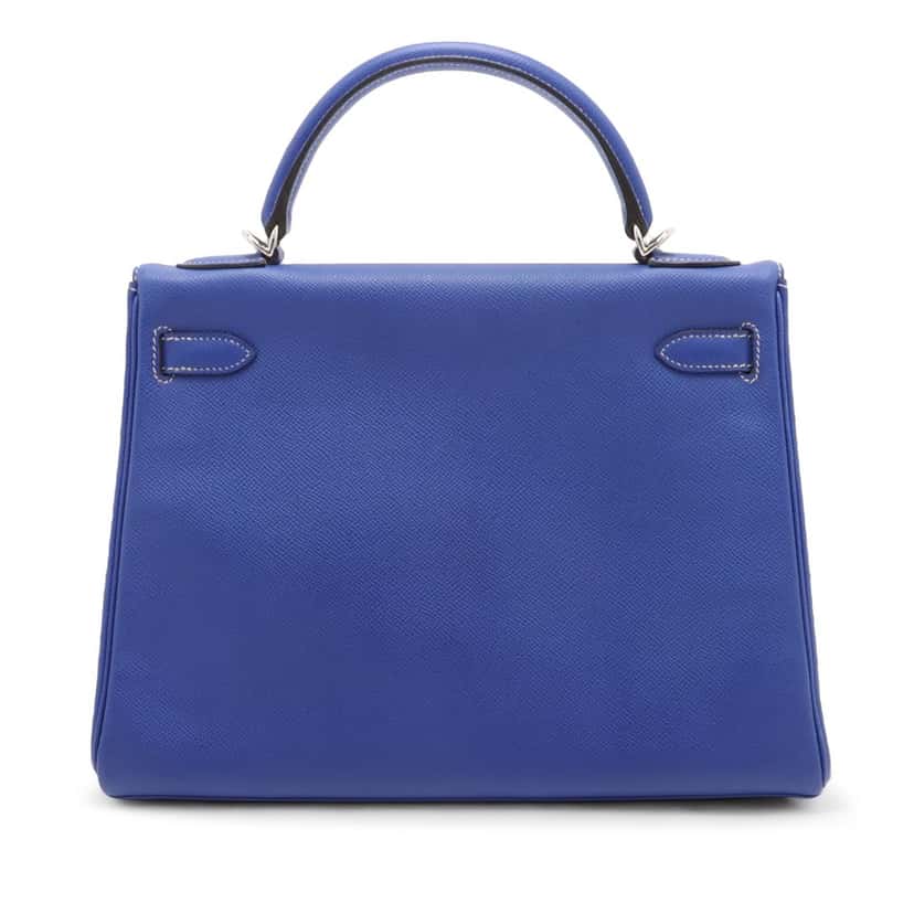 Hermès Epsom Candy Verso Kelly II Retourne 32 Blue Leather Very good condition - Back View