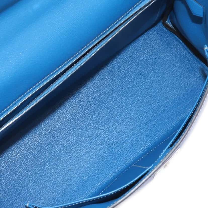 Hermès Epsom Candy Verso Kelly II Retourne 32 Blue Leather Very good condition - Inside View