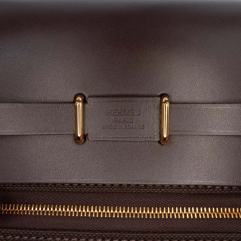 Hermès Military Toile and Vache Hunter Herbag Zip 20 Brown Never worn - Box View