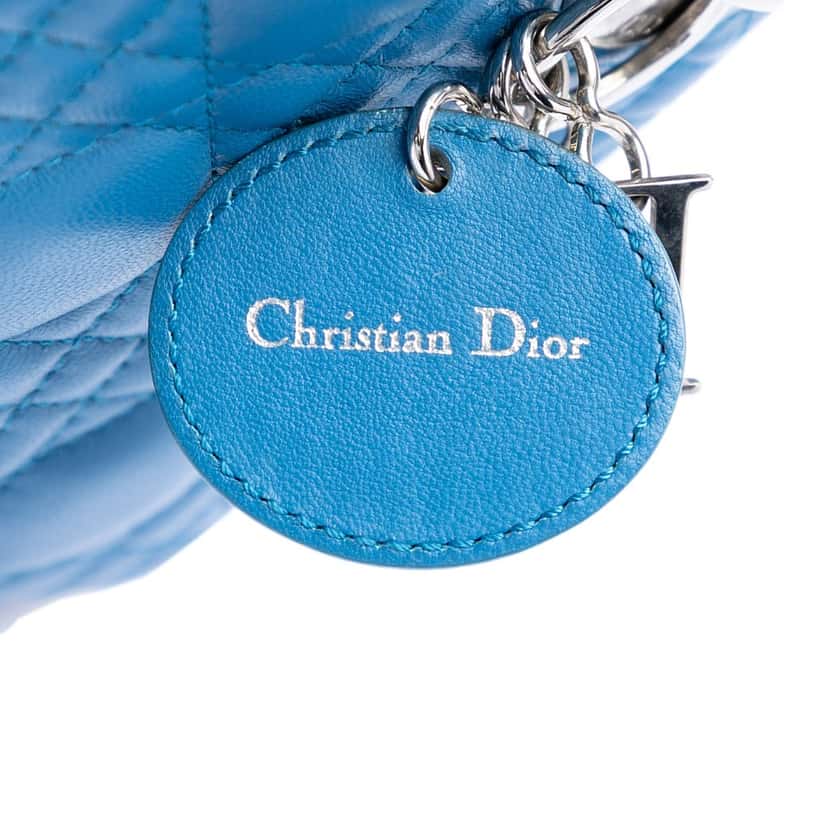 Dior Mini Lambskin Cannage Lady Dior Blue Leather Very good condition - Box View