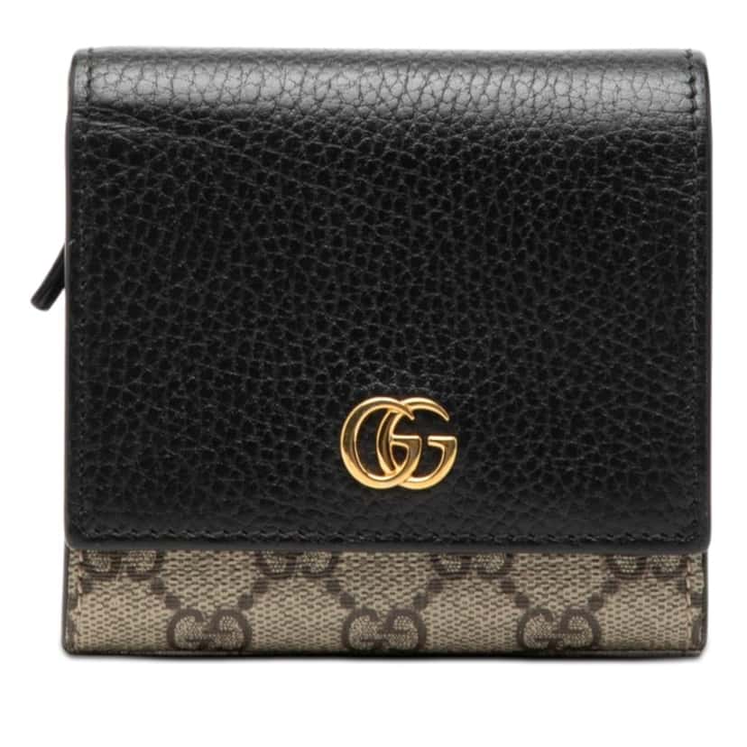 Gucci Bicolor GG Marmont Calfskin and GG Supreme Wallet Beige Very good condition - Front View