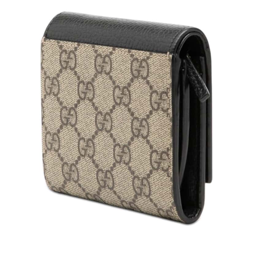 Gucci Bicolor GG Marmont Calfskin and GG Supreme Wallet Beige Very good condition - Back View