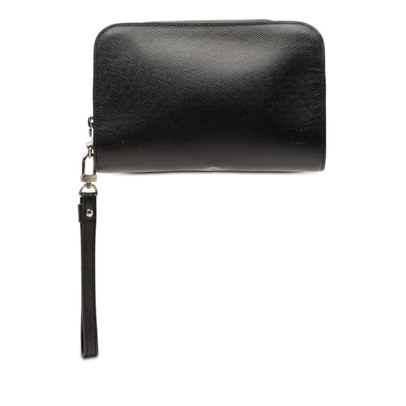 Louis Vuitton Taiga Pochette Baikal Black Leather Very good condition - Front View