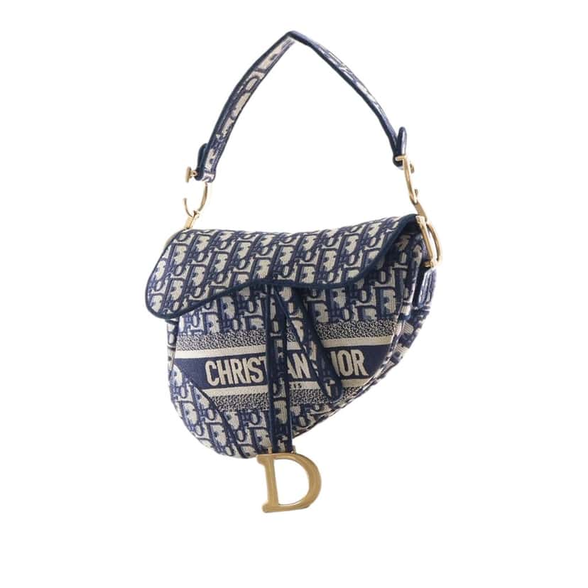 Dior Oblique Embroidered Canvas Saddle Bag Blue Very good condition - Inside View