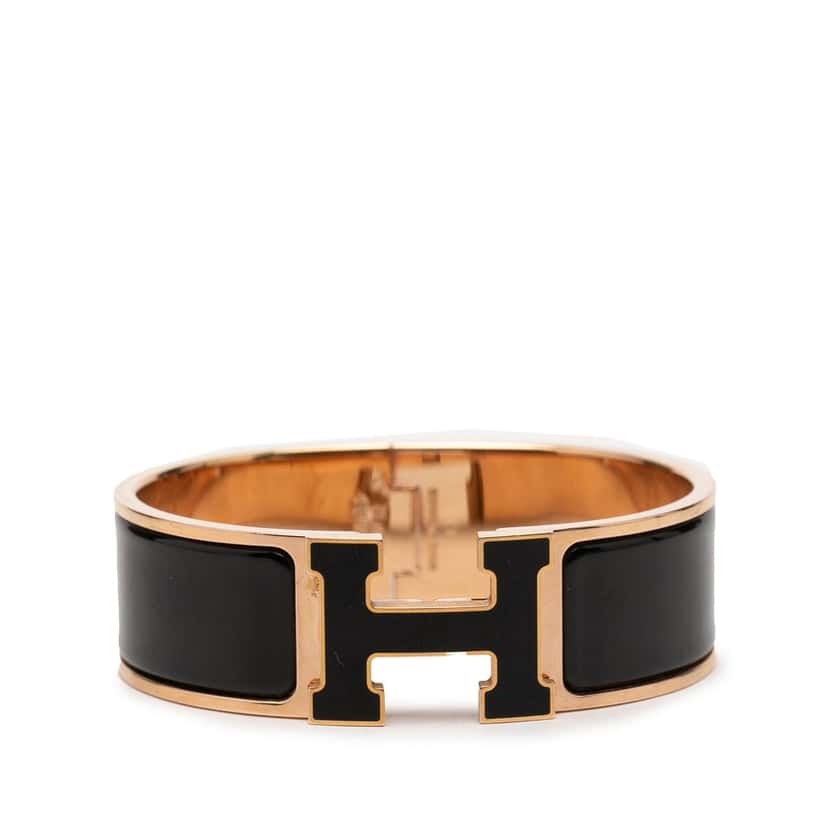 Hermès Wide Enamel Clic Clac H Bracelet GM Black Very good condition - Front View
