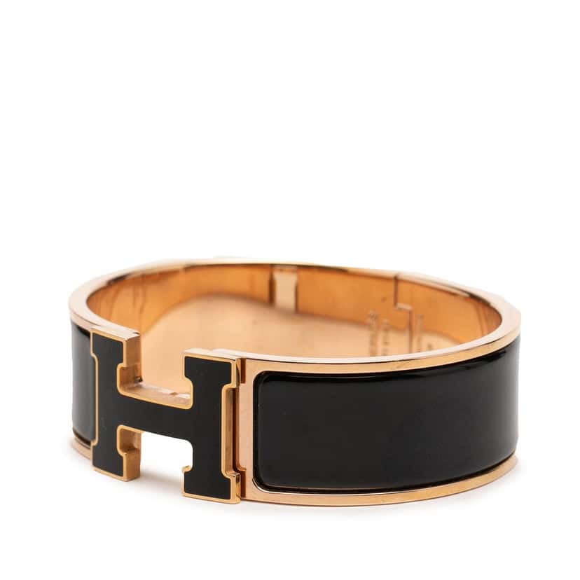 Hermès Wide Enamel Clic Clac H Bracelet GM Black Very good condition - Back View