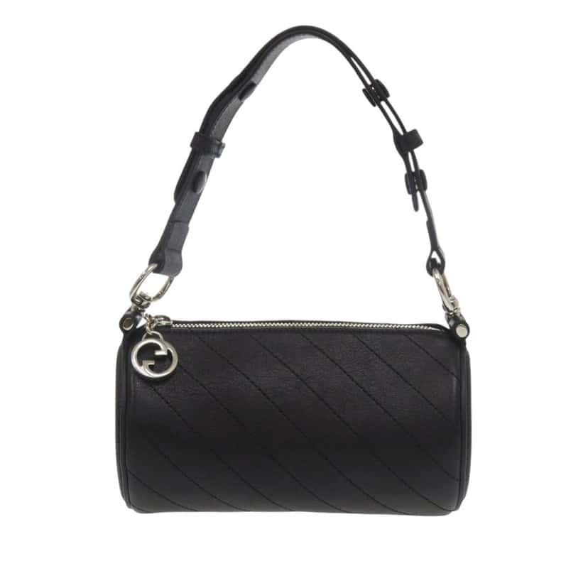 Gucci Mini Leather Blondie Barrel Shoulder Bag Black Leather Very good condition - Front View