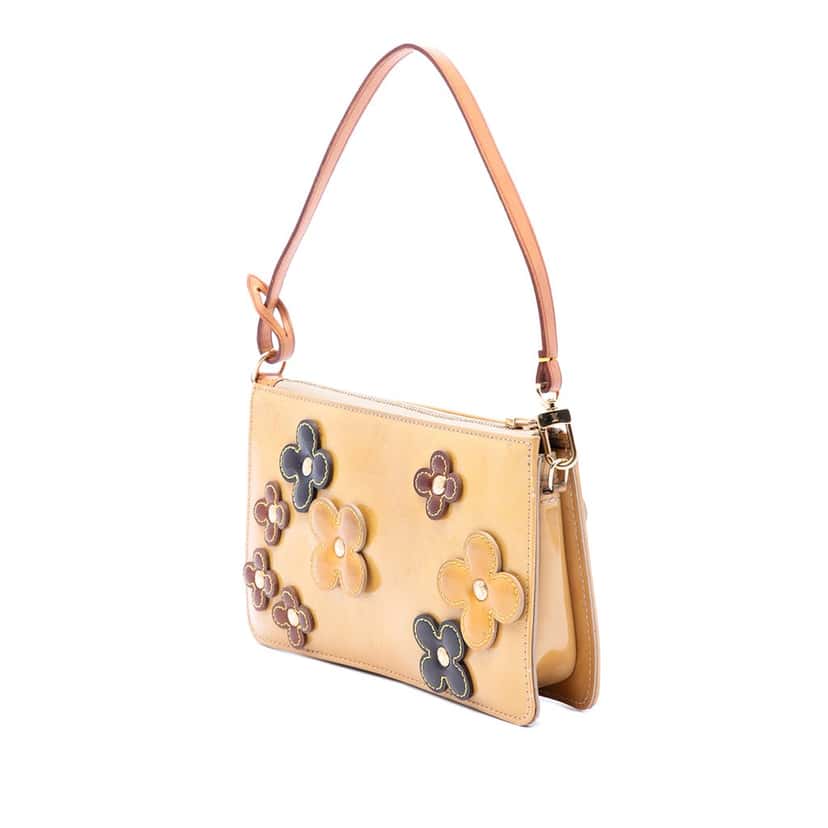 Louis Vuitton Monogram Vernis Pochette Lexington Fleurs Yellow Leather Very good condition - Back View