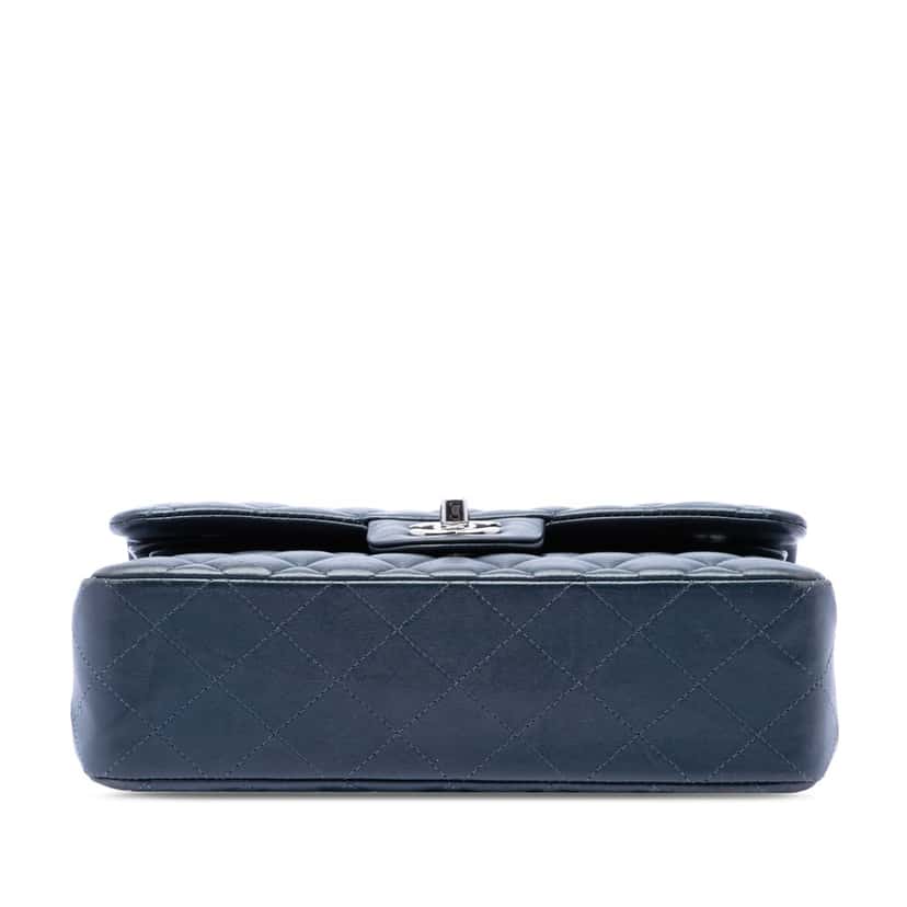 Chanel Small Classic Lambskin Double Flap Blue Leather Very good condition - Inside View