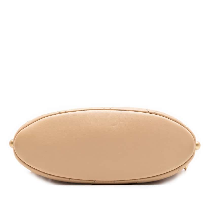 Chanel Small Quilted Calfskin About Pearls Hobo Beige Leather Very good condition - Inside View