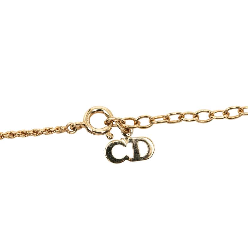 Dior Gold Plated Strass CD Logo Heart Pendant Necklace Gold Metal Very good condition - Model View
