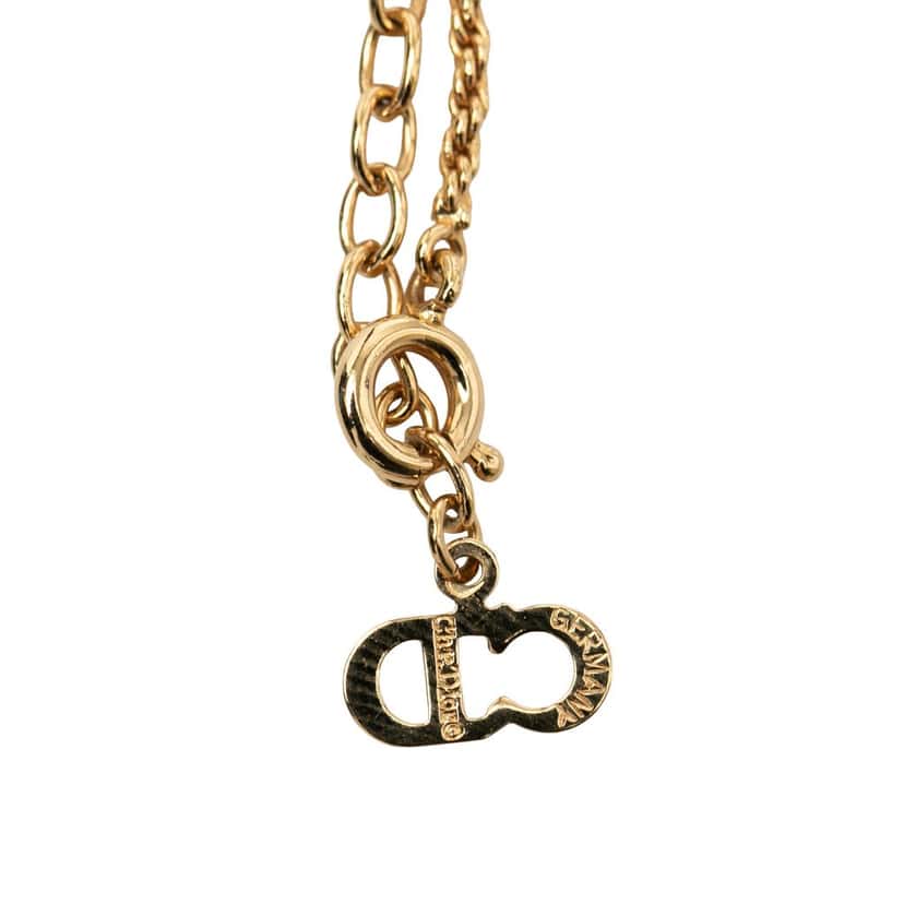Dior Gold Plated Strass CD Logo Heart Pendant Necklace Gold Metal Very good condition - Box View
