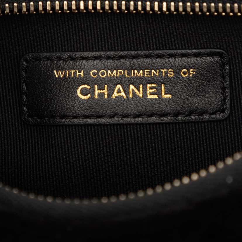 Chanel CC Quilted Velour Half Moon Chain Crossbody Black Very good condition - Box View