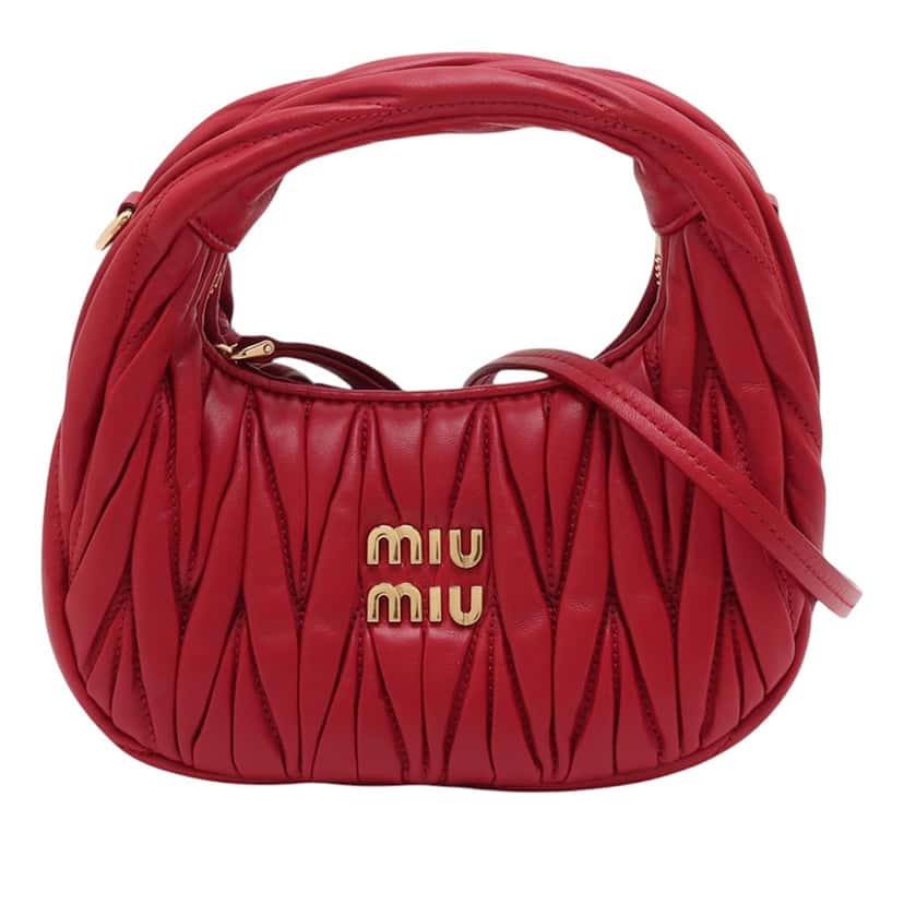 Miu Miu Mini Matelasse Nappa Wander Hobo Red Leather Very good condition - Front View