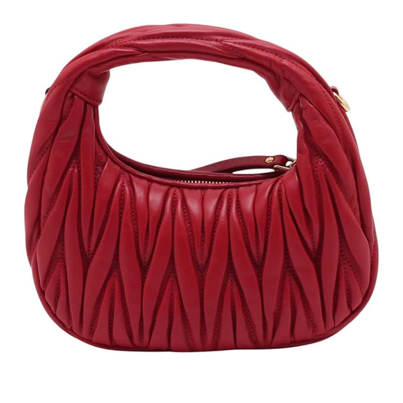 Miu Miu Mini Matelasse Nappa Wander Hobo Red Leather Very good condition - Back View