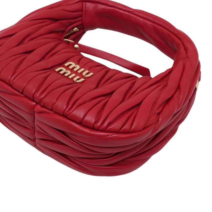 Miu Miu Mini Matelasse Nappa Wander Hobo Red Leather Very good condition - Model View