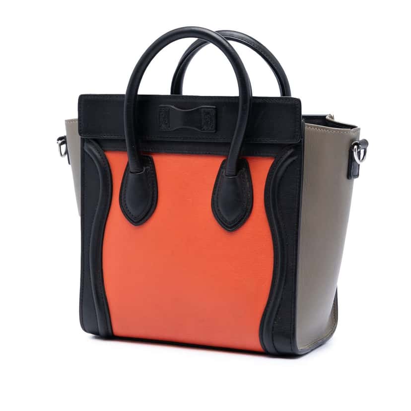 Celine Nano Tricolor Leather Luggage Tote Orange Leather Very good condition - Back View