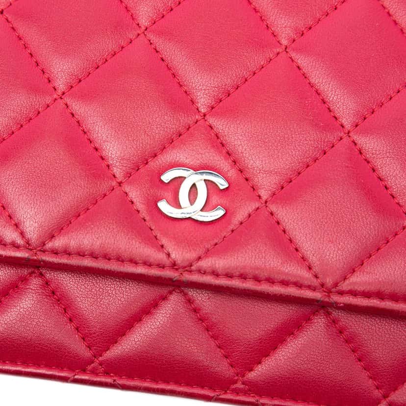 Chanel CC Quilted Lambskin Wallet on Chain Pink Leather Very good condition - Box View