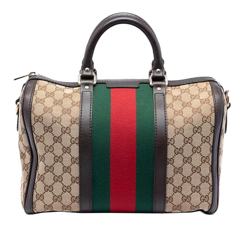 Gucci Medium GG Canvas Web Joy Boston Bag Beige Very good condition - Front View