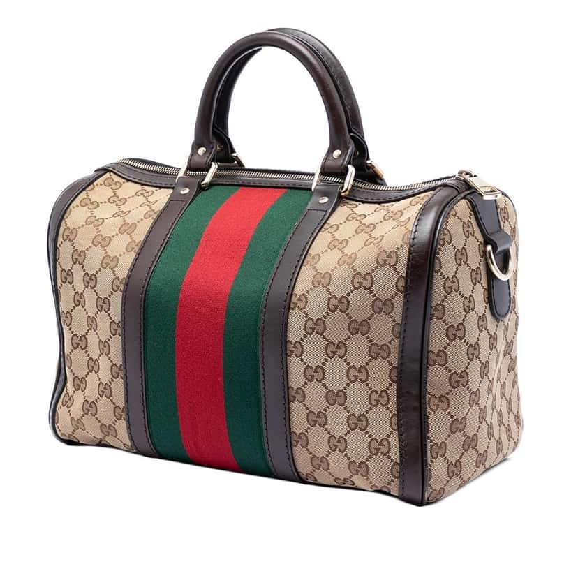 Gucci Medium GG Canvas Web Joy Boston Bag Beige Very good condition - Back View
