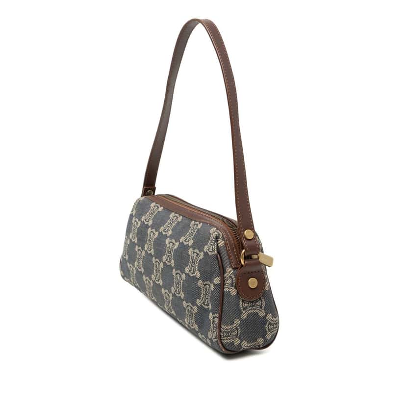 Celine Macadam Denim Shoulder Bag Blue Very good condition - Back View
